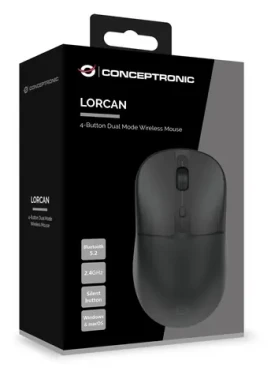 Conceptronic Dual myš čierna / Bezdrôtová myš / Bluetooth 5.2 + 2,4 GHz / 4 tlačidlá / 1600 DPI (LORCAN04B)