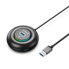 Orico YXR4-U3 RGB čierna / USB hub / 4X USB-A 3.0 / audio a mikrofónny Port / kábel 1,8 m