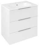 SAPHO - CIRASA kúpeľňová skrinka 70cm CIRASA s umývadlom a LED zrkadlom, 3 zásuvky, biely lesk KSET-102
