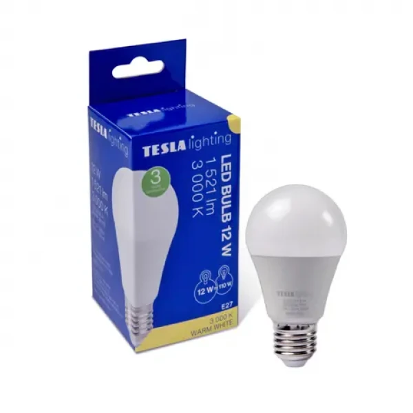 Teslá LED žiarovka BULB E27 12W / 230V / 1521lm / 3000K / teplá biela (BL271230-1)