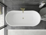 MEXEN/S - Montana vaňa voľne stojaca 170 x 80, biela, sifón a prepad zlatá 52011708000-50