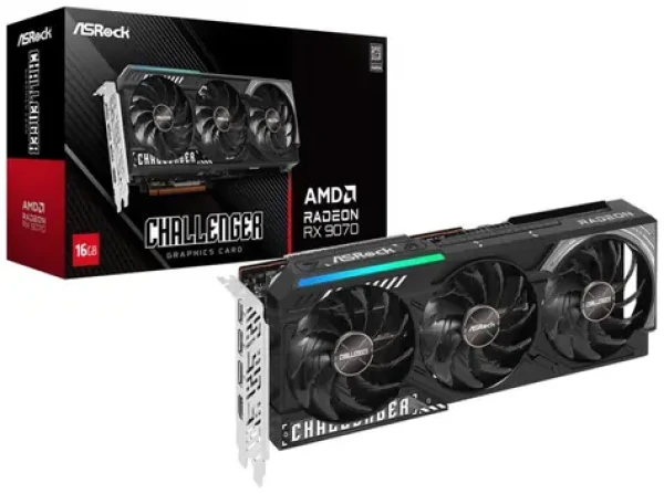 ASRock Radeon RX 9070 Challenger 16GB / 2520 MHz / 16GB GDDR6 / 256-bit / 1x HDMI + 3x DP / 700W (8+8) (90-GA5NZZ-00UANF)