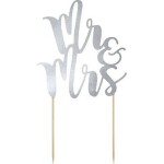 PartyDeco zapichovacia dekorácia na tortu strieborná Mr&Mrs KPT10-018M tortis - PartyDeco - PartyDeco