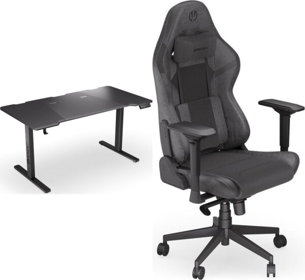 Endorfy Biurko Endorfy Atlas L Electric Czarne 150 cmx78 cm + Fotel Scrim BK czarny