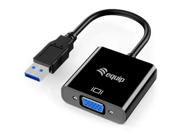 Equip adaptér USB-A - VGA čierna / Redukcia / 1920x1080 60Hz / 0,15 m (133384)