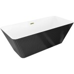 MEXEN/S - Tava voľne stojaca vaňa reliéf 170 x 75, biela/čierna, sifón a prepad zlatá 52851707575-50