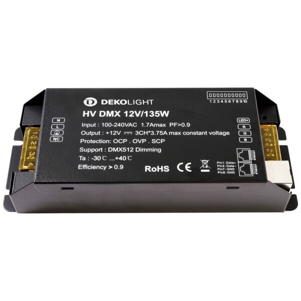 Deko Light BASIC, DIM, CV, HV DMX napájací zdroj pre LED konštantné napätie 0 mA - 11.25 A 12 V/DC; 843274