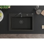 MEXEN/S MEXEN/S - Elix granitový drez 1-miska 700 x 500 mm, čierna/zlatá metalik, sifón čierna 6526701005-75-B