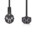 Nedis napájací kábel 230V Čierny / prípojný 10A / konektor IEC-320-C5 / uhlová zástrčka Schuko / trojlístok / 2m (CEGP10100BK20)