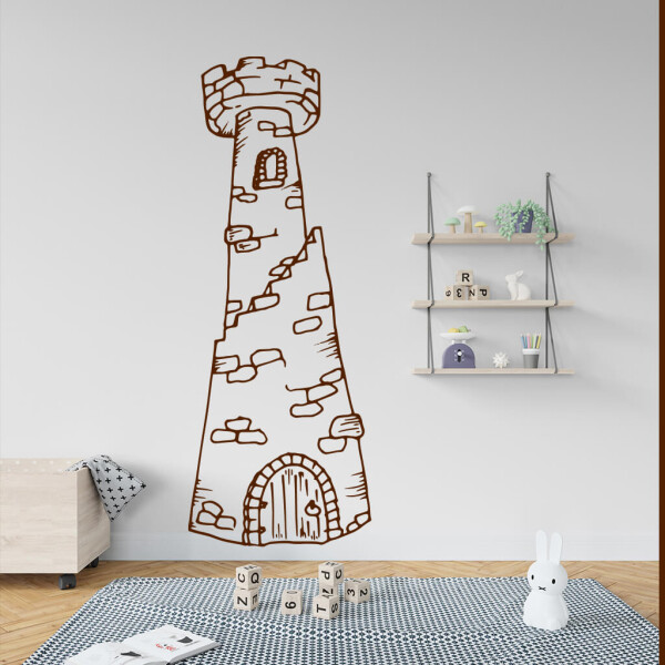 Veselá Stena Samolepka Veža Farba: hnedá, Veľkosť: 80 x 30 cm