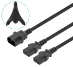 Manhattan napájací kábel IEC C14 - 2x IEC C13 čierny / Napájací kábel / rozbočovací / 1,8 m / 250 V (157469)