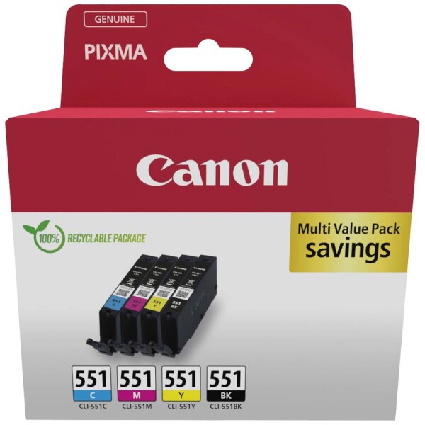 Canon Canon Cartridges | CLI-551 BK/C/M/Y Multipack | Ink | Black, yellow, cyan, magenta