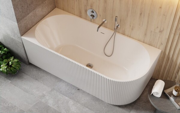 BESCO - Voľne stojaca vaňa DENAYA biela, sifón so štrbinovým prepadom - Farba - Biela, Farba sifónu - Chróm, Rozmer vane - 170 × 78 cm, Spôsob prevedenia - Pravé VANDENA170P