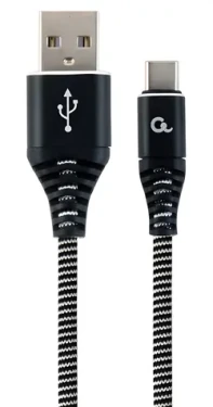 Cablexpert USB-A - USB-C čierno-biela / USB kábel / opletený / 1 m (CC-USB2B-AMCM-1M-BW)