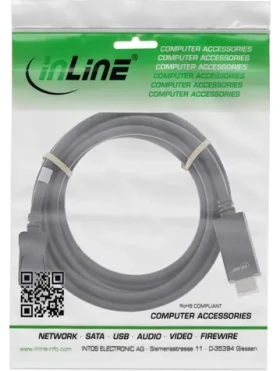 InLine čierna / Adaptérový kábel / DisplayPort (M) - HDMI (M) / 4K 60Hz / 3 m (17183I)