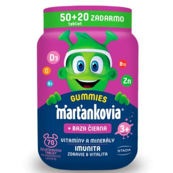 WALMARK Marťankovia gummy s bazou čiernou 50 + 20 ZADARMO