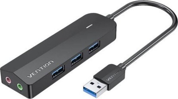 Vention Hub USB 3.0 z 3 portami, kartą dźwiękową i zasilaczem Vention CHIBB 0,15m Čierny
