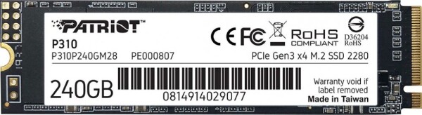 Patriot P310 240GB M.2 2280 PCI-E x4 Gen3 NVMe (P310P240GM28)