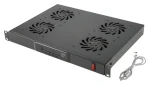 Lanberg 19" Ventilačná jednotka čierna / Ventilačná jednotka / 4X ventilátor / LCD displej / Termostat / 230V (AK-1503-B)