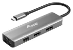 Equip 133485 / Adaptér USB-C / HDMI + DP + VGA + USB 2.0 / 4K 60Hz / 0,15 m (133485)