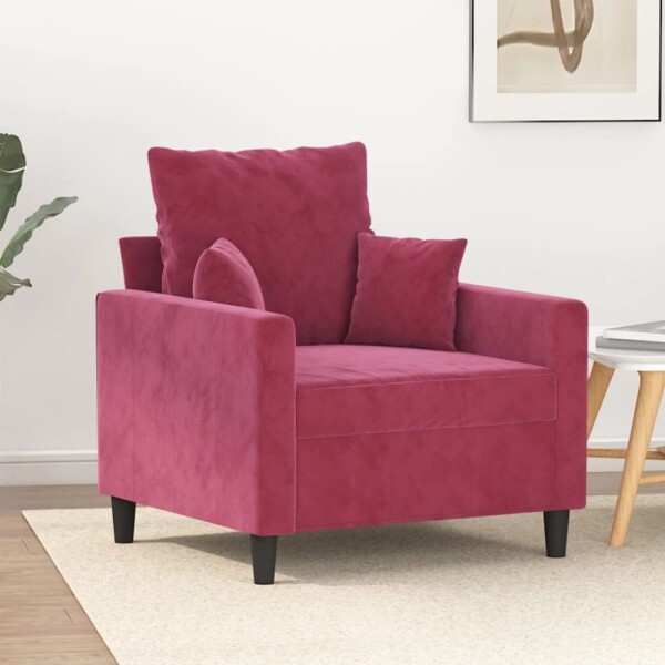 VidaXL vidaXL Fotel, winna czerwień, 60 cm, obity aksamitem