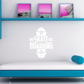 Veselá Stena Samolepka Skateboarding Farba: bílá, Veľkosť: 40 x 32 cm