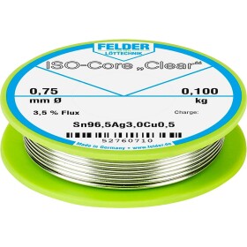 Felder ISO-Core Clear SAC305 spájkovací cín cievka Sn96,5Ag3Cu0,5 0.100 kg 0.75 mm; 52760710