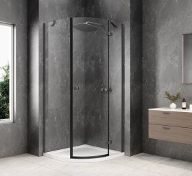 POLYSAN - GLOBE GUN METAL štvrťkruhová sprchová zástena 800x800, číre sklo, pravé GB2680RGM