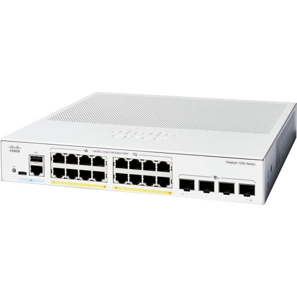 Cisco CISCO Catalyst 1300 16-port GE PoE riadený sieťový switch; C1300-16P-4X