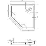 MEXEN - Flow+ päťboká sprchová vanička 90 x 90, biela lesk 46P109090H