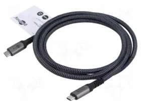 Goobay 74213 čierna/sivá / Dátový a nabíjací kábel / USB-C - USB-C / 40 Gbps / PD 240 W / 1,8 m (74213)