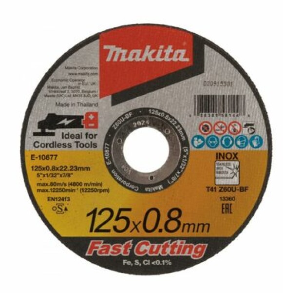 Makita E-10877 / rezný kotúč na nerez 125 x 0.8 x 22.23 mm (E-10877)