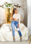 Sexy Highwaist Bi-Color Mom Jeans denimblue