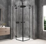 POLYSAN - GLOBE BLACK štvorcová sprchová zástena 900x900, rohový vstup, číre sklo GB5990B