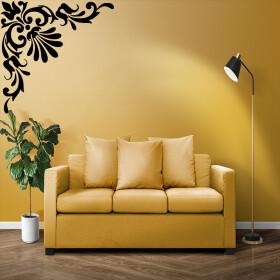 Veselá Stena Samolepka Ornament do rohu Farba: černá, Veľkosť: 100 x 100 cm