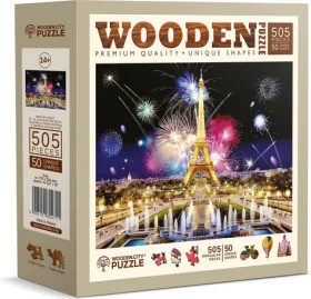 Wooden City Drevené puzzle Nočný Paríž 2v1