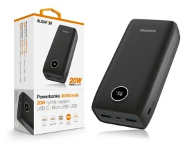 Aligator Powerbanka Power Delivery 20W / rýchle nabíjanie / 30 000 mAh / čierna (PBPD30BK)