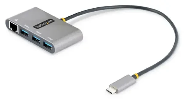 StarTech USB-C Hub 3 porty sivá / Gigabit Ethernet / 3x USB-A / kábel 0,3 m (HB30C3A1GEA2)
