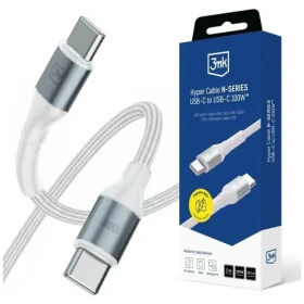 3mk Hyper Cable N-SERIES biela / Nabíjací kábel / USB-C na USB-C / 2 m / PD 100W / QC 3.0 (5903108740760)