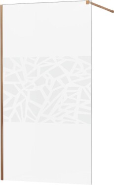 MEXEN/S - KIOTO Sprchová zástena WALK-IN 80x200 cm 8 mm, růžové zlato, biely vzor 800-080-101-60-85