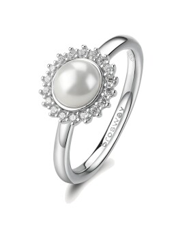 Brosway Strieborný prsteň so zirkónmi a perlou Fancy Infinite White FIW148 50 mm