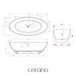 CERANO - Vana z litého mramoru Emilia - volně stojící - bílá matná - 160x75x55 CER-477833