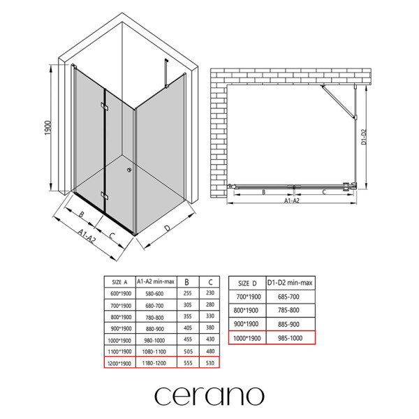 CERANO - Sprchovací kút Volpe L/P - 6 mm - chróm, transparentné sklo - 120x100x190 - zalamovacia CER-669652