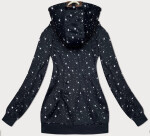 Tmavomodrá dámska mikina na zips s hviezdičkovým vzorom (2313) odstíny modré L (40)