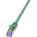 LogiLink CQ3025S RJ45 sieťové káble, prepojovacie káble CAT 6A S/FTP 0.50 m zelená samozhášavý, s ochranou 1 ks; CQ3025S