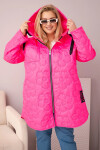 Dámska prešívaná bunda s kapucňou a HOPE Pink Neon UNI