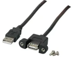 MicroConnect kábel s montážnymi konektormi USB2.0 A (M) - USB2.0 A (F) 2m čierna / 480Mbit/s (USBAAF1PANEL2)