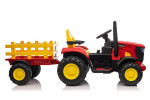 Mamido Mamido Detský elektrický traktor s vlečkou 12V 7Ah EVA kolesá ECO koža červený
