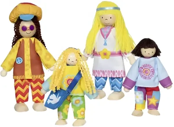 GOKI Bábiky Hippie rodina 4 ks
