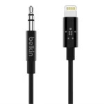 Belkin RockStar kábel Lightning na 3.5mm jack čierna / 0.9m (AV10172bt03-BLK)